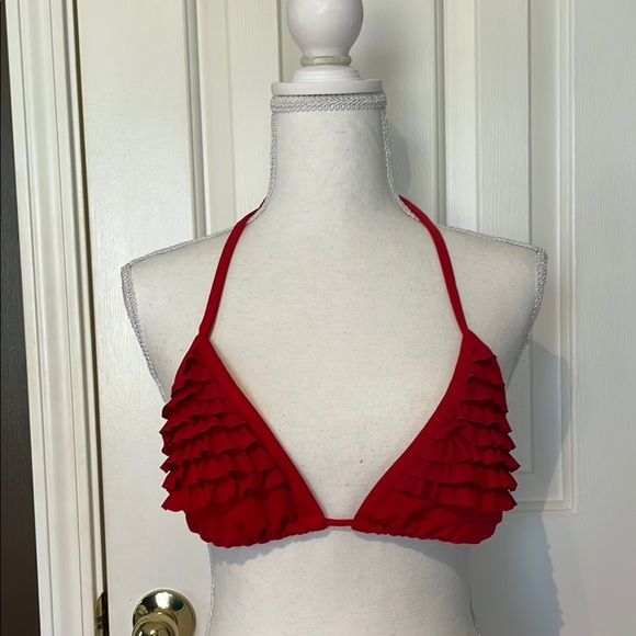 CR Acqua Red Ruffled Bikini Top - Picture 1 of 6